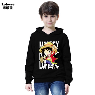 เสื้อกันหนาวมีฮู้ดพิมพ์ลายการ์ตูนวันพีช 3 D สําหรับเด็กผู้ชาย