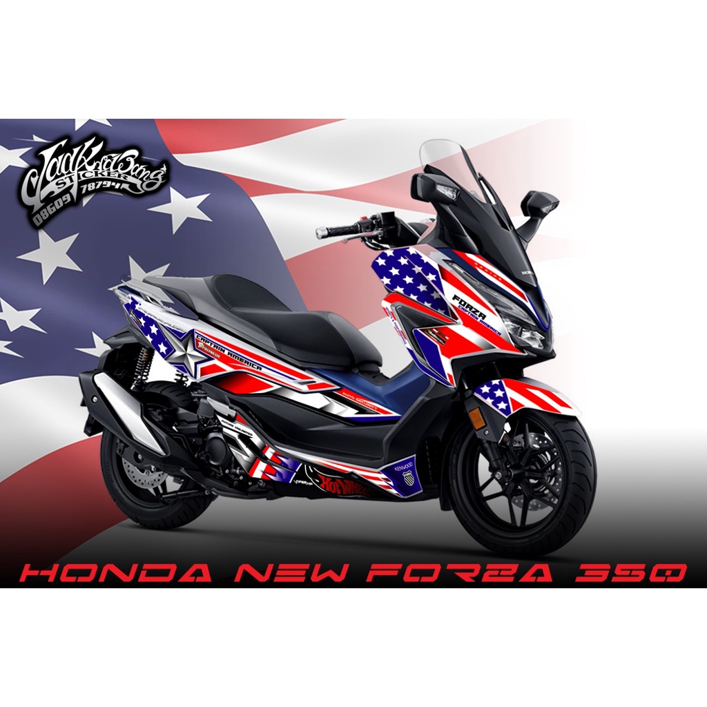 สติ๊กเกอร์แต่งลายรถ Honda Forza 350 ลาย Captain America