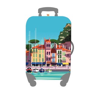 ผ้าคลุมกระเป๋าเดินทาง ผ้ายืด ลาย Boat yard (Size S)