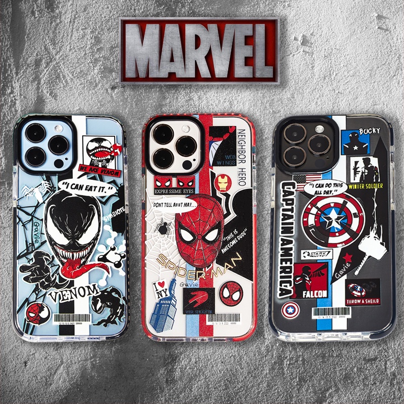 🔥ส่งจากไท🔥เคสไอโฟน 14 pro max plus 11 13 SpiderMan venom Captain America โปร่งใส เคส iphone 12 11 pro max Xr case