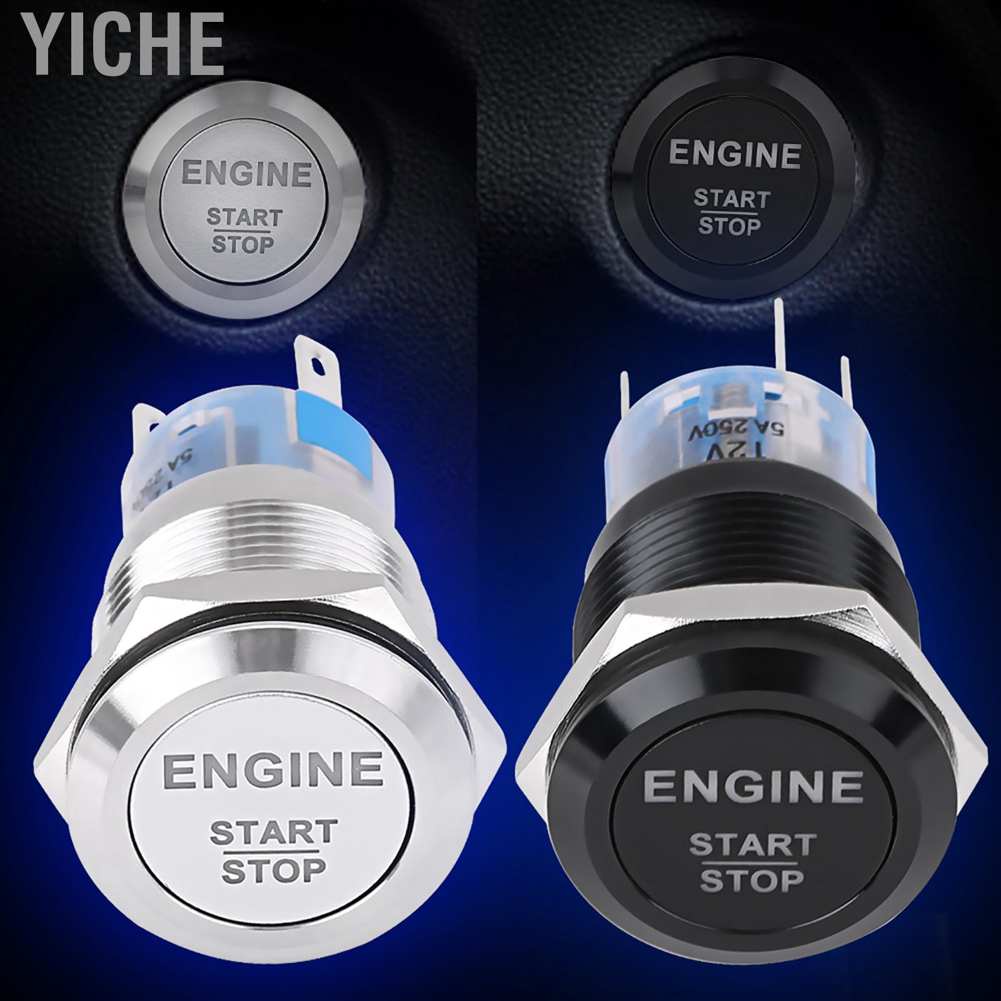 YiChe 12V White LED Car Engine Start Stop Push Button Switch