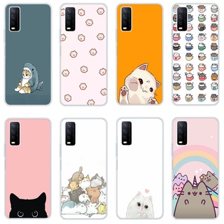 เคสซิลิโคนใส ลายการ์ตูนแมวน่ารัก กันกระแทก สําหรับ Vivo y20 2021 Vivo y12s y20s y20 y21i Vivo y12 Vivo y12i y11