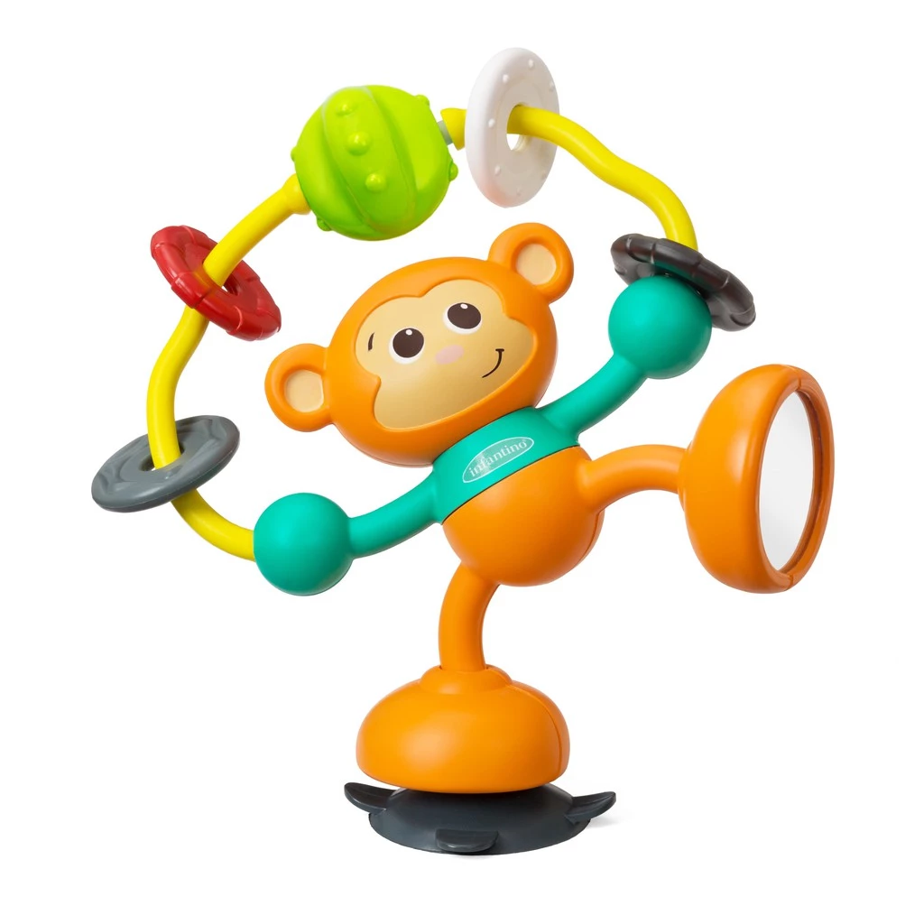 Infantino : STICK & SPIN HIGH CHAIR PAL - ของเล่นสำหรับติดเก้าอี้ทานข้าว-ลิง