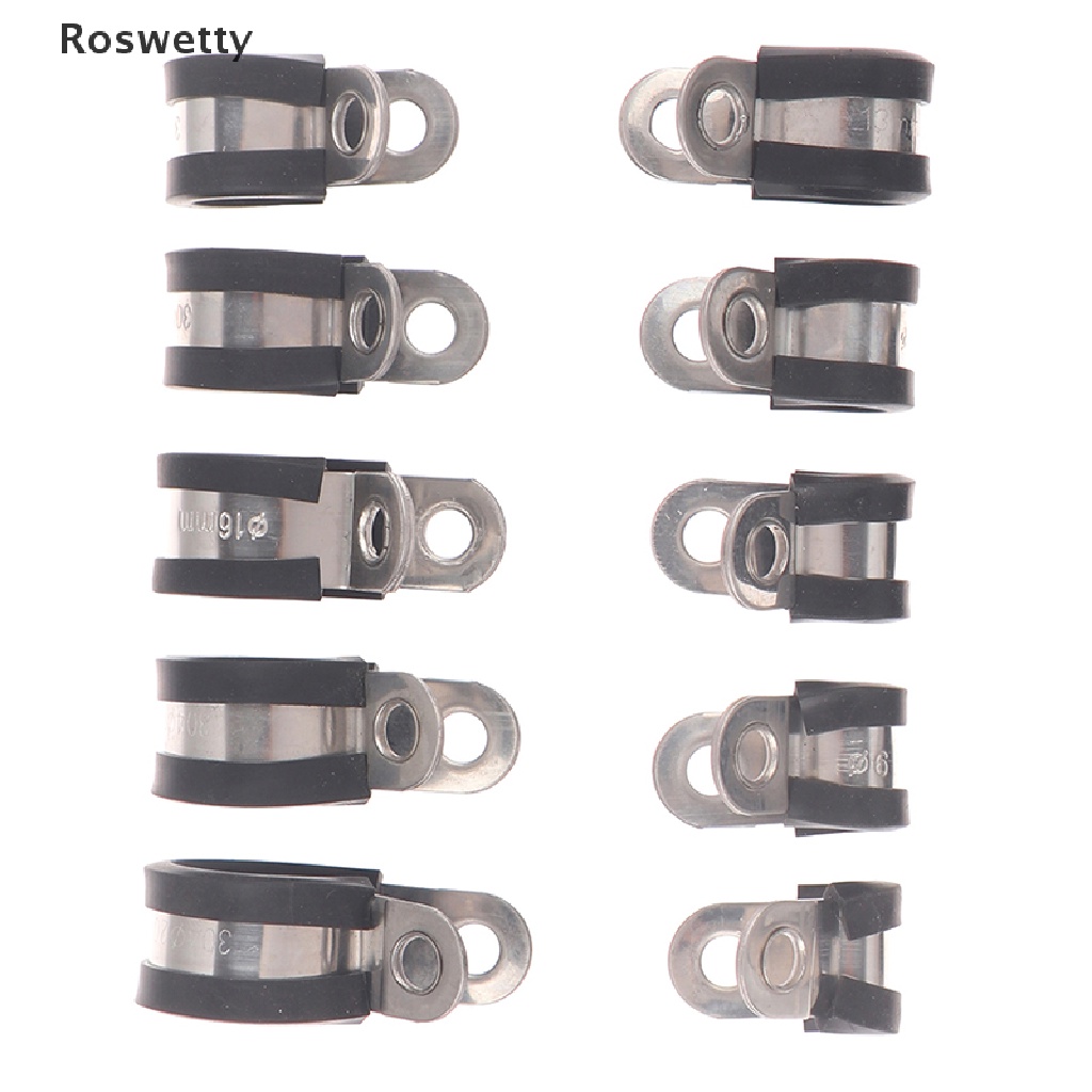 Roswetty 2pcs 304 Stainless Steel Rubber Lined P Clips Cable Mounting Hose Pipe Clamp
 VN