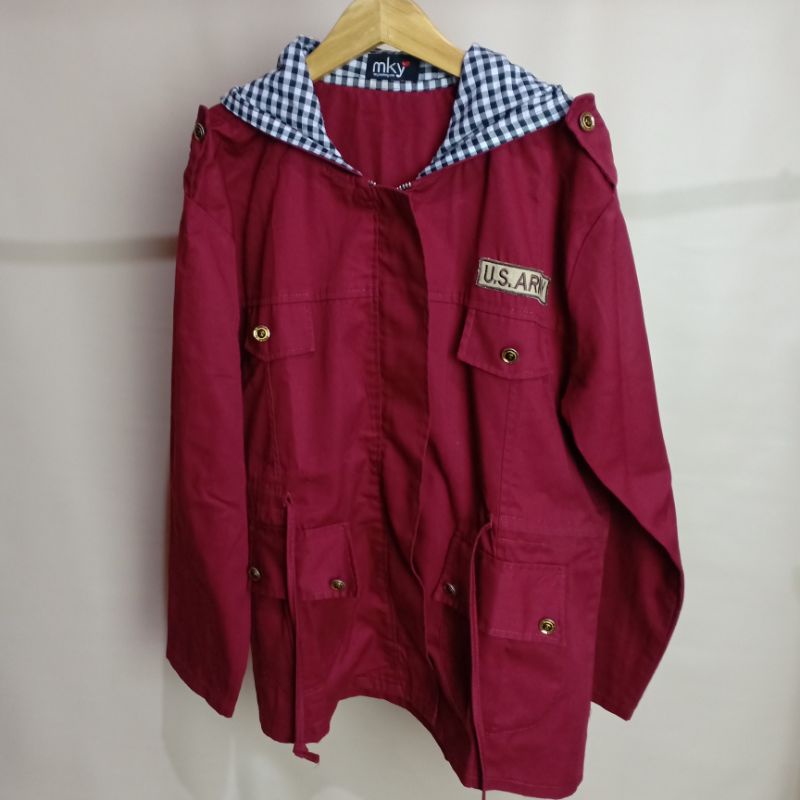 (Preloved) Maroon Parka Jacket by Mky Clothing
