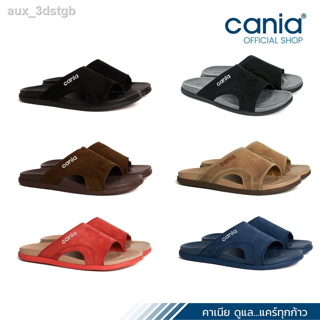 ◐♣CANIA คาเนีย รองเท้าแตะสวมชาย CM12112 สีดำ, น้ำตาลเข้ม, อิฐ, ดำเทา, น้ำตาลอ่อน, กรม Size 40-44