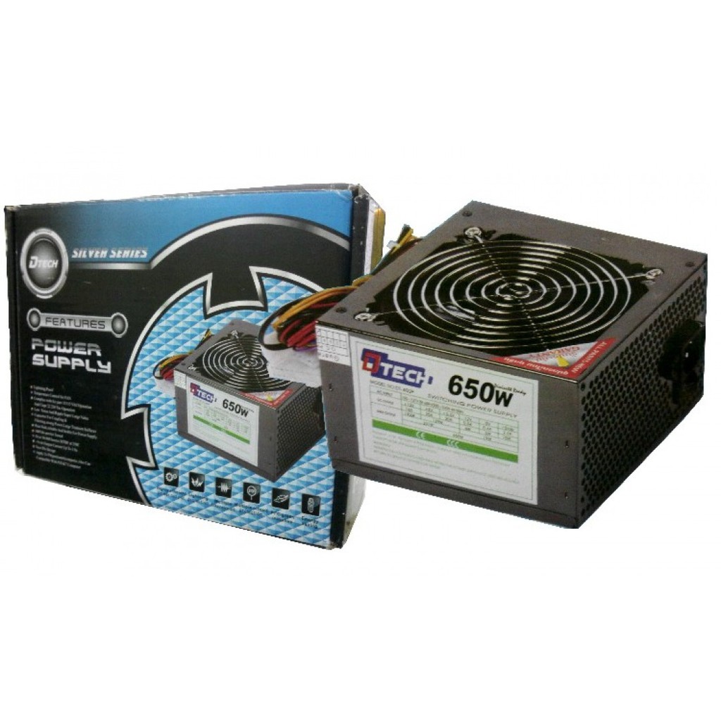 DTECH 550W DESKTOP POWER SUPPLY PW 032A (EB 550), 650W (24F) สีดํา (PW 036)