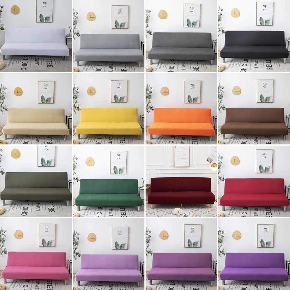 24 สี ผ้าคลุมโซฟา เตียง แบบยืดหยุ่น ซักทําความสะอาดได้ สีพื้น สําหรับห้องนั่งเล่น