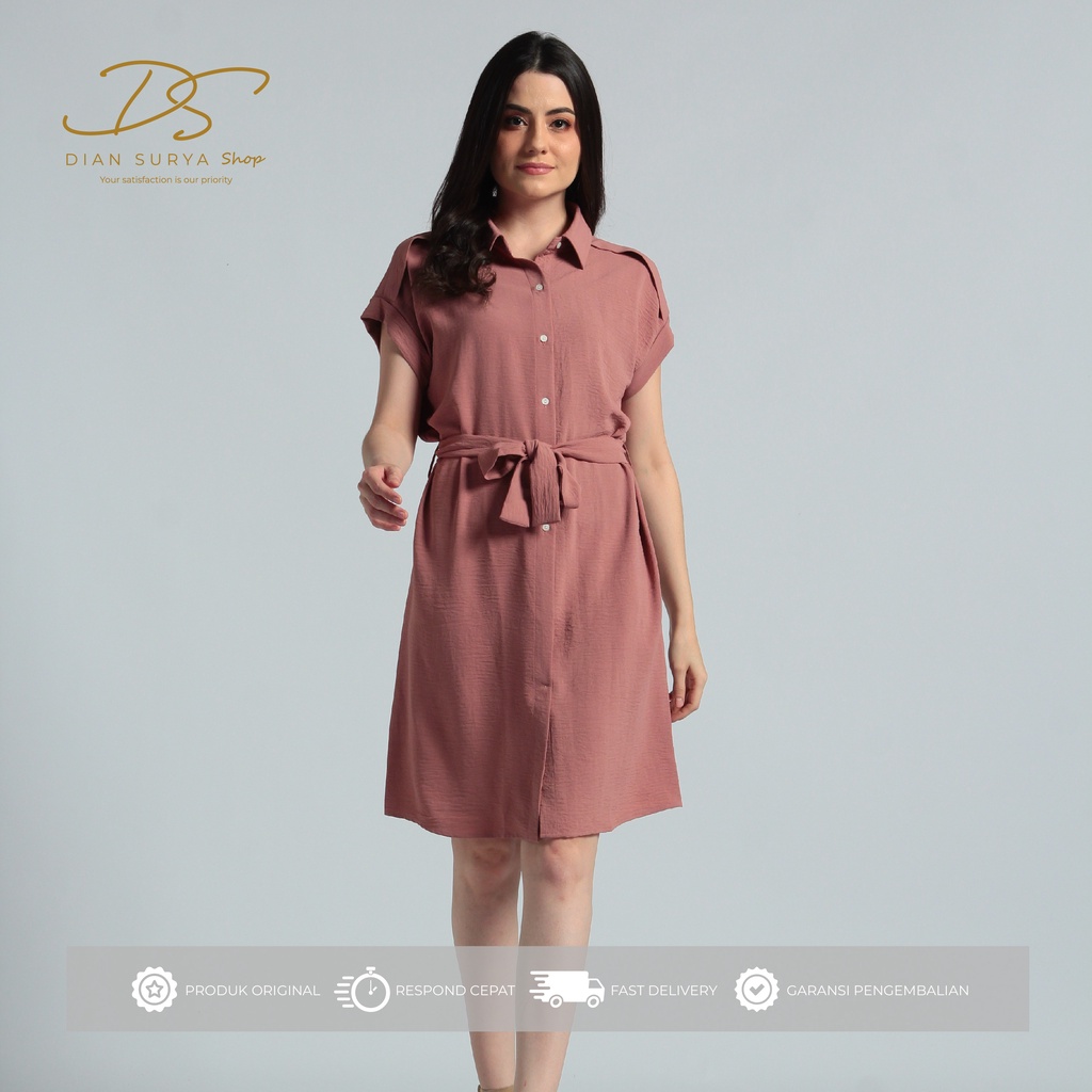 DS Shop - Ece สั้นคอปกสีชมพู | ชุดเดรสผู้หญิง เดรสเกาหลี เสื้อทูนิคคุณภาพพรีเมี่ยม | ชุดเดรสลําลอง