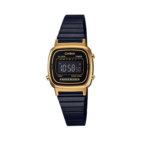 Casio แท้100%  นาฬิกาข้อมือผู้หญิง รุ่น LA670WGBE-1B สายสแตนเลส สีดำทอง