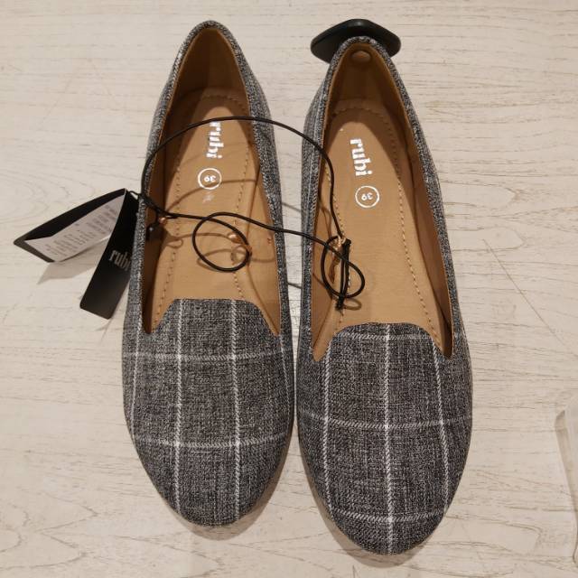 RUBI SOPHIA SLEEPER GREY CHECK รองเท้าส้นเตี้ยผู้หญิง