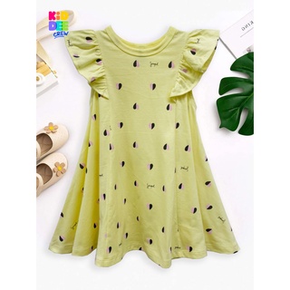 KiddeeCrew ชุดกระโปรง สีเหลืองลายหัวใจ Heart-patterned yellow dress เหมาะสำหรับอายุ 2-10 ปี