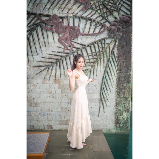 Dress QUINN ของแท้ แม็กซี่เดรสสีครีม