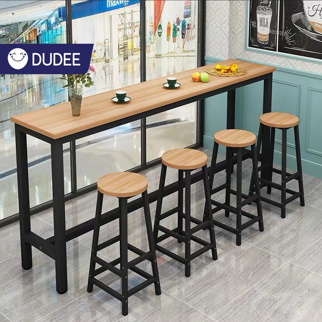 DUDEE โต๊ะบาร์ไม้ทรงสูง ขาเหล็ก