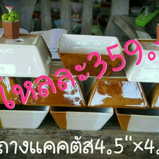 กระถางแคคตัสเคลือบ4.5"×4.5"×2"