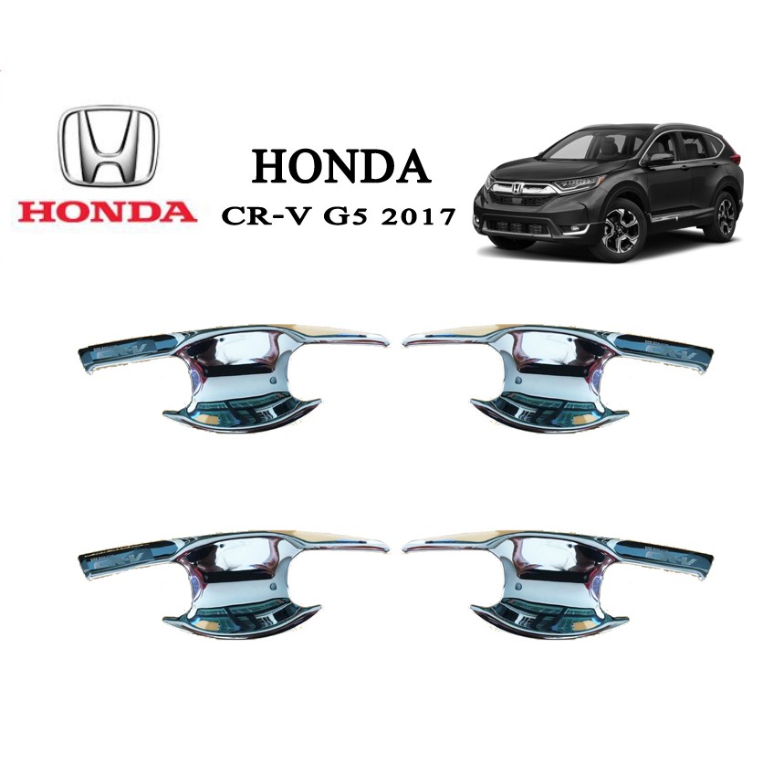 เบ้ารองมือเปิด,เบ้ากันรอย,เบ้ามือจับประตู Honda CR-V 2017-2020 ชุบโครเมี่ยม