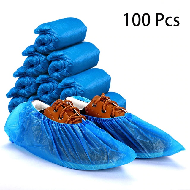 50 คู่ ถุงคลุมรองเท้า CPE สีฟ้า พลาสติก (Shoe Cover)