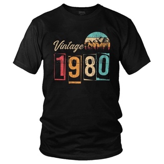 T-shirt  เสื้อยืดแขนสั้น ผ้าฝ้าย 100% พิมพ์ลาย Made In 1980 41st Birthday 41Years Old สไตล์วินเทจ แฟชั่นสําหรับผู้ชายS-5