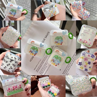 【พร้อมส่ง】เคสหูฟังอีพ็อกซี่ ใส แบบนิ่ม ลายดอกทิวลิป สําหรับ AirPods Pro 3 2 1