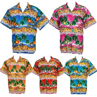 ไซส์ M L XL 3XL เสื้อเชิ้ตฮาวาย เสื้อสงกรานต์ เสื้อลายดอก Hawaiian Shirt Aloha Holiday HW275