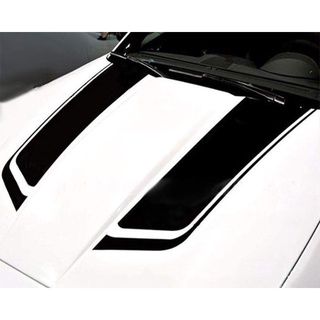 รถ Hood Decal 1ชุดมี2ชิ้น สติกเกอร์ PJK01  Hood Racing ด้านข้างไวนิลดัดแปลงลายภายนอก Decal ตกแต่ง Black ฝากระโปรงคู่