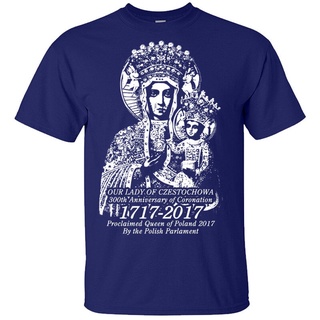 [COD]เสื้อยืดแขนห้าส่วน ผ้าฝ้าย 100% พิมพ์ลาย Our Ginstohava Virgin Mary Catholic Christianity สีกรมท่า สําหรับผู้ชาย DI