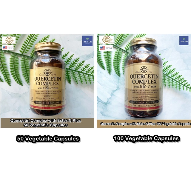 เควอซิทิน Quercetin Complex with Ester-C Plus 50 or 100 Vegetable Capsules - Solgar