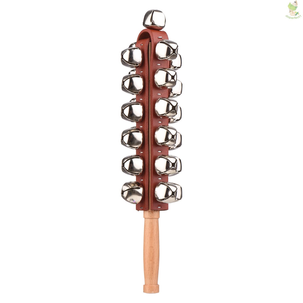 Hand Jingle Bells Hand Sleigh Bells Wooden Shaker Jingle Bells Stick Musical Percussion Instrum