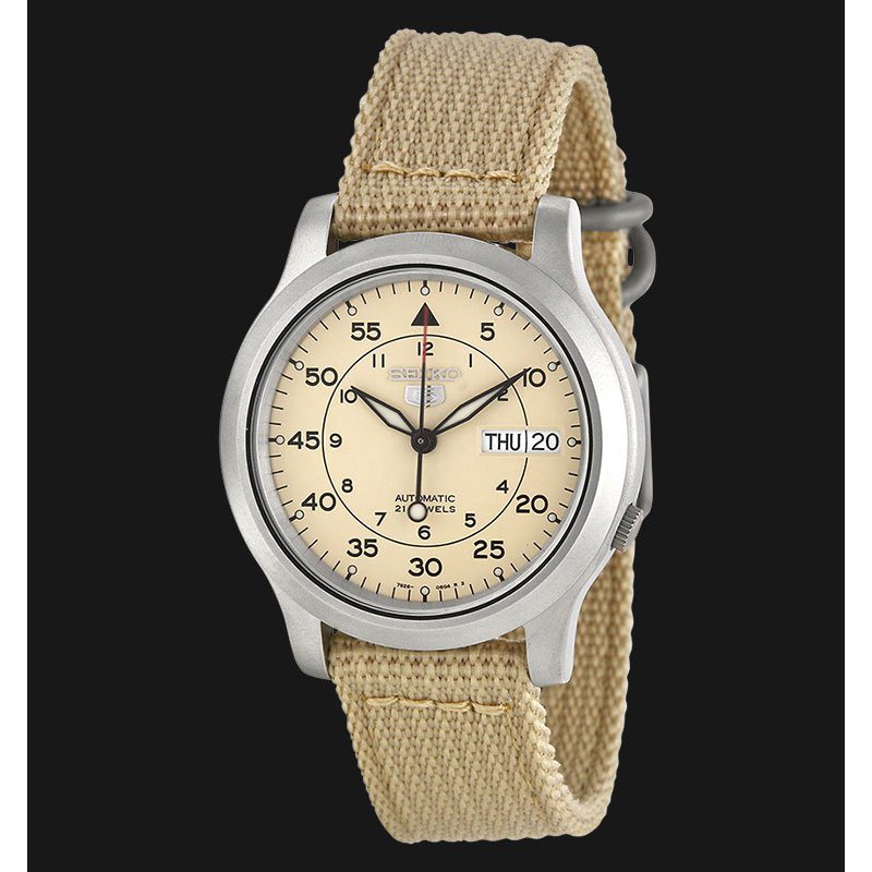 นาฬิกาข้อมือ watch Seiko รุ่น SNK803K2 สายผ้าสีเบจ ตัวขายดี - ของใหม่ ของแท้ 100%