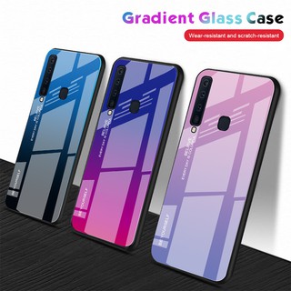 Samsung A9 A8 A8S Plus Star Pro Android TPU Phone Glass Case กรณีที่โทรศัพท์แก้วสีทนต่อการสึกหรอและป้องกันรอยขีดข่วน