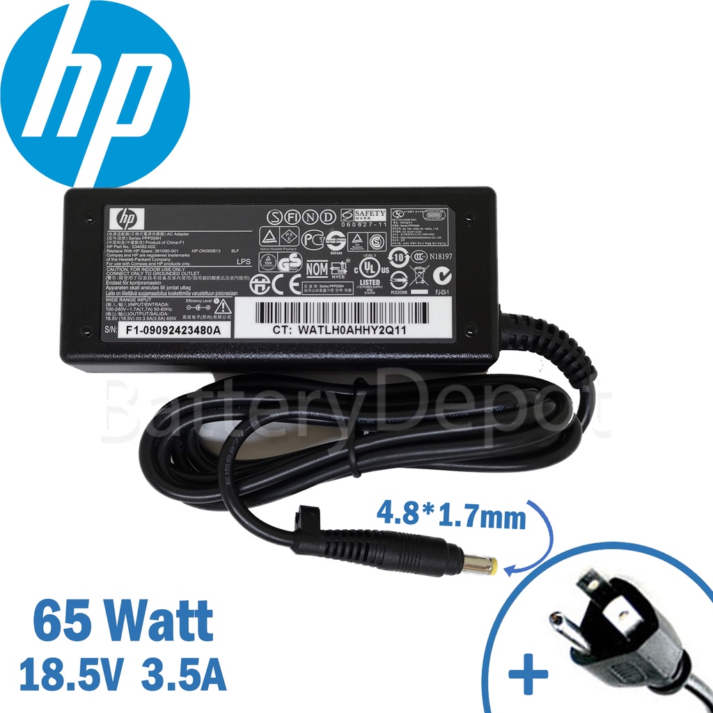 HP Adapter ของแท้ HP Compaq 325, Pavilion Sleekbook 14-b007au, Compaq Presario V3500 65W 4.8 สายชาร์