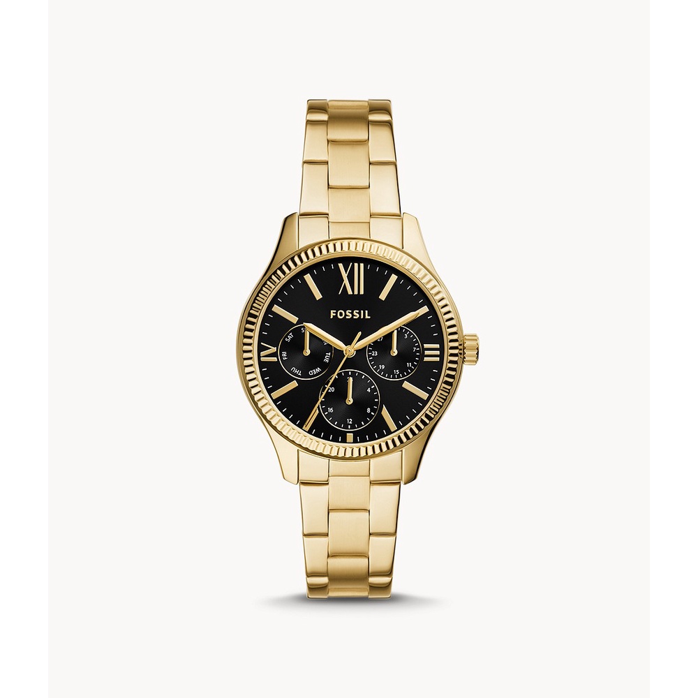 ✨สด-ผ่อน✨#Fossil BQ3757 Rye Multifunction Gold-Tone Stainless Steel Watch นาฬิกาข้อมือผู้หญิง