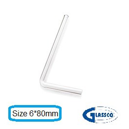 หลอดแก้วตัวแอล L  หลอดแก้วนำก๊าซ ข้องอ ขนาด (6*80mm) (ทนไฟ) (Glassco UK)