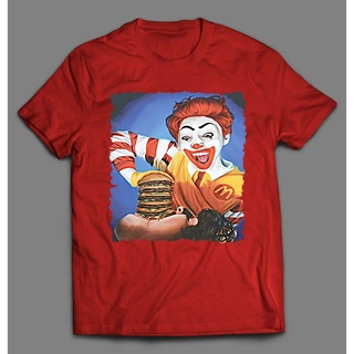 เสื้อยืดผ้าฝ้ายพิมพ์ลายคลาสสิก เสื้อยืดแขนสั้นลําลอง พิมพ์ลาย McDonalds push it fast food แฟชั่นสําหรับผู้ชาย