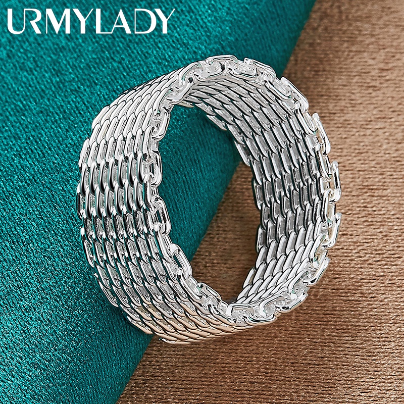 Urmylady แหวนเงินแท้ 925 แบบถัก เครื่องประดับแฟชั่น สําหรับผู้หญิง ผู้ชาย งานแต่งงาน งานหมั้น ปาร์ตี้