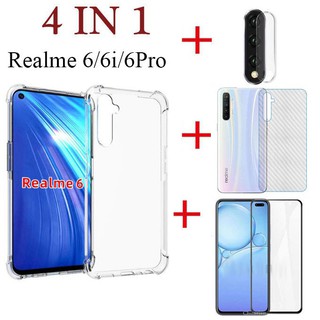 (4 in 1) ฟิล์มกระจกนิรภัย + ฟิล์มด้านหลังสำหรับ+ฟิล์มป้องกันเลนส์กล้อง+เคสโทรศัพท์ For OPPO Realme 6 Pro 6i 6Pro Realme 5 Pro 5i 5s 5Pro
