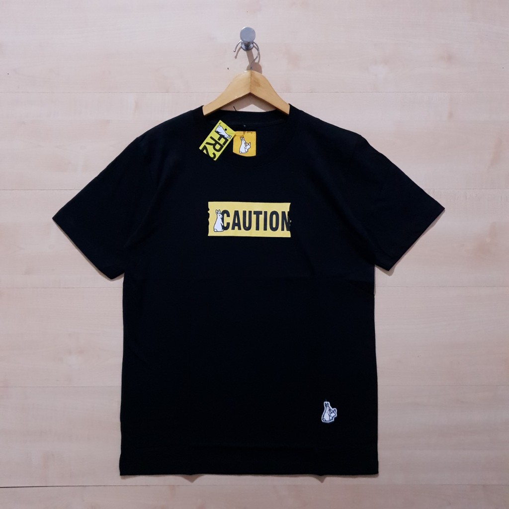 Kaos เสื้อยืด FR2 FUCKING RABBIT CAUDION TEE สีดํา