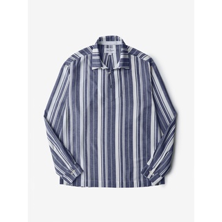 [JBB*] NAVY BLUE MULTI STRIPED USN SHIRT  เจบีบี เสื้อลำลอง เสื้อทรงโอเวอร์ไซส์ เสื้อลำลองผู้ชาย สีกรม/ขาว