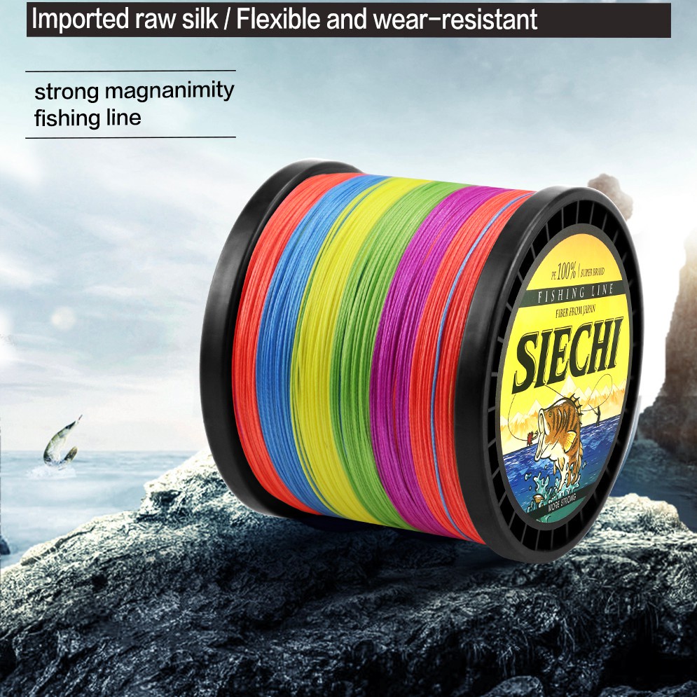 Siechi สายเอ็นตกปลา PE แบบถัก 300 ม. 500 ม. 1000 ม. 12LB-83LB 4 เส้น