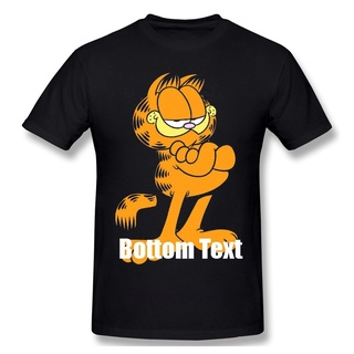 ROUNDคอลูกเรือNeckเสื้อยืด ผ้าฝ้ายแท้ พิมพ์ลาย Garfield Odie สีดํา สไตล์ฮาราจูกุ สําหรับผู้ชาย-4XL