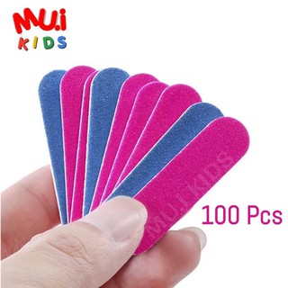 muikids (100 ชิ้น) ตะไบเล็บ สองหน้า แบบใข้แล้วทิ้ง ตะไบเล็กขนาดเล็ก