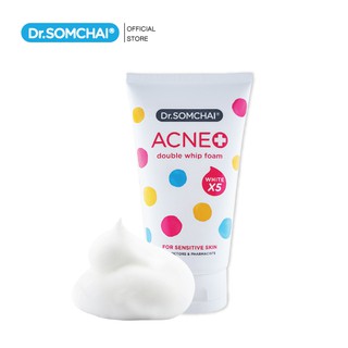 Dr.Somchai Acne Double Whip Foam White Perfect For Sensitive Skin 100 g. วิปโฟม ล้างหน้า ทำความสะอาดผิวอย่างอ่อนโยน