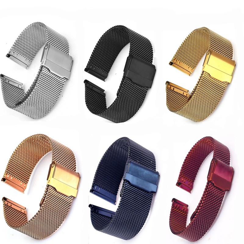 คุณภาพสูง STAINLESS MESH STEEL WATCH STRAP + ฟรีล้อ (หลายขนาด)
