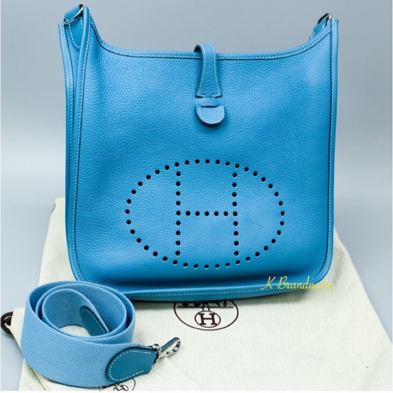 Hermes Evelyne GM Taurillon Clemence Leather Shoulder Bag Stamp Q