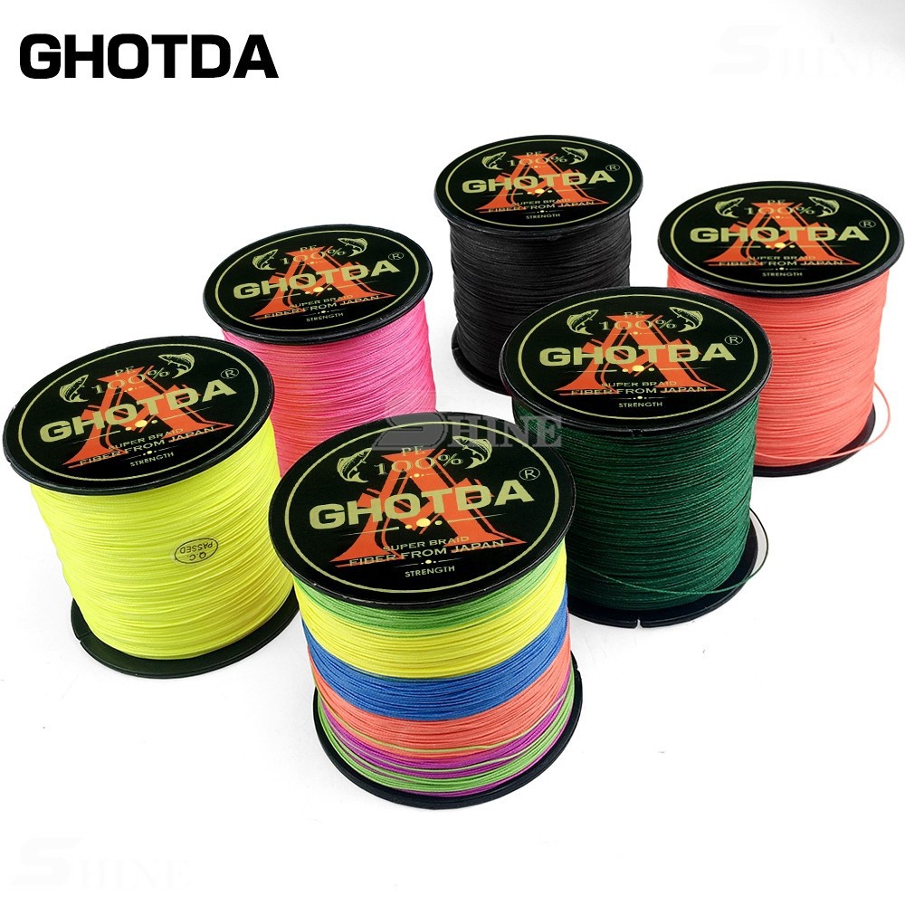 Ghotda 1000เมตร500เมตร300เมตร100เมตร4เส้น PE สายการประมง18-80LB M ultifilament เรียบ stong สายการประ