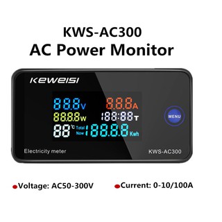 KEWEISI AC 50 ~ 300V 100A มิเตอร์ไฟฟ้าดิจิตอลโวลต์มิเตอร์แอมป์มิเตอร์พร้อม CT