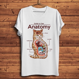 ถูกสุดๆเสื้อยืดแขนสั้นลําลอง พิมพ์ลาย Anatomy of a Cat สีขาว แฟชั่นฤดูร้อน สไตล์สตรีท สําหรับผู้ชาย และผู้หญิงรหัสเต็ม