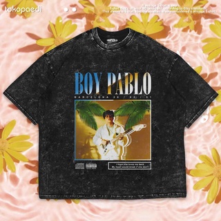 เสื้อยืดผ้าฝ้ายพิมพ์ลายขายดี เสื้อยืด "BOY PABLO" ขนาดใหญ่ ซักล้างได้ | เสื้อยืด ขนาดใหญ่ | เสื้อยืด พิมพ์ลายซักผ้า | หิ