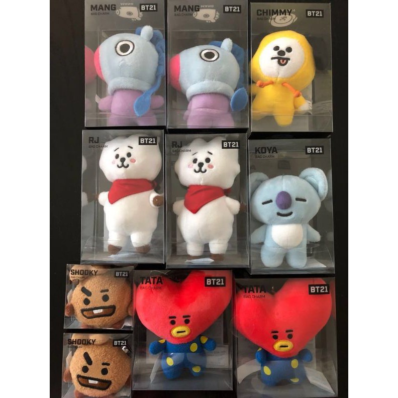 พวงกุญแจเต็มตัว OFFICIAL BT21 BAG CHARMTATA /COOKY/CHIMMY/RJ/koya​/mang/shooky​
