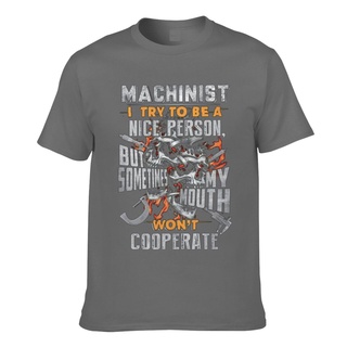 ผ้าฝ้ายคอกลมเสื้อยืด ผ้าฝ้าย พิมพ์ลาย Machinist Mouth Wont Cooperate สําหรับผู้ชายfrom S-4XL